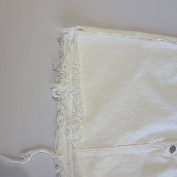 Lucky Brand Skirt Women 6/28 White Denim Cut Off Mid Rise Mini Short Button Fly - Picture 7 of 11